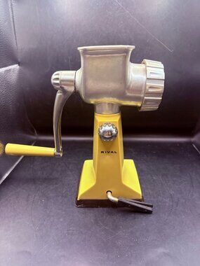 Vintage Rival Meat Grinder Food Chopper Harvest Gold Cast Aluminum Hand Crank
